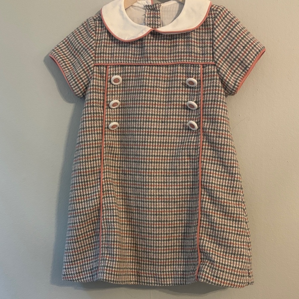 bella bliss Plaid Dress with White Collar and Pink Trim